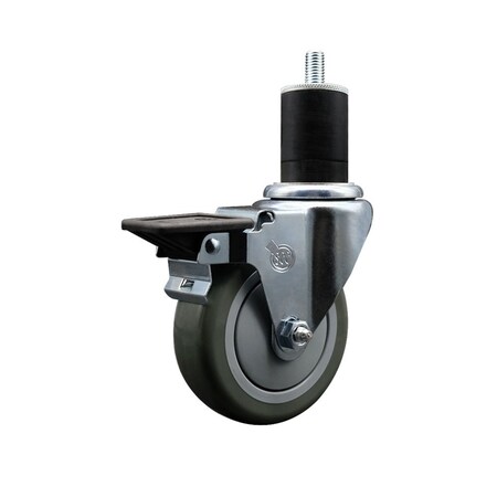 Service Caster 4'' Gray Poly Swivel 1-3/4'' Expanding Stem Caster with Brake SCC-EX20S414-PPUB-PLB-134